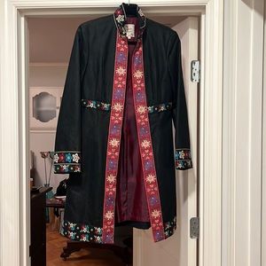 Jean Coat with beautiful flower trim